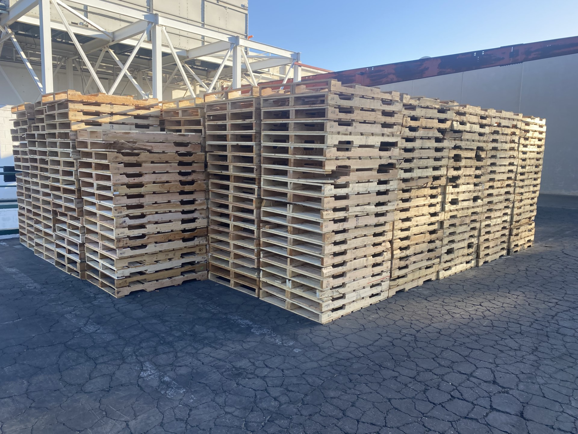 Stack of White Wood 48 Forty Pallets 