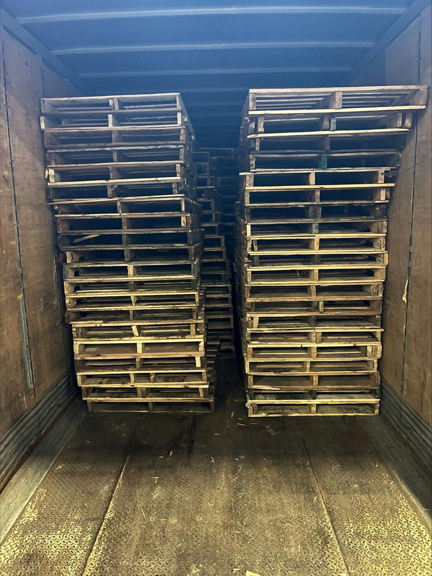 Pallets loaded onto a trailer 